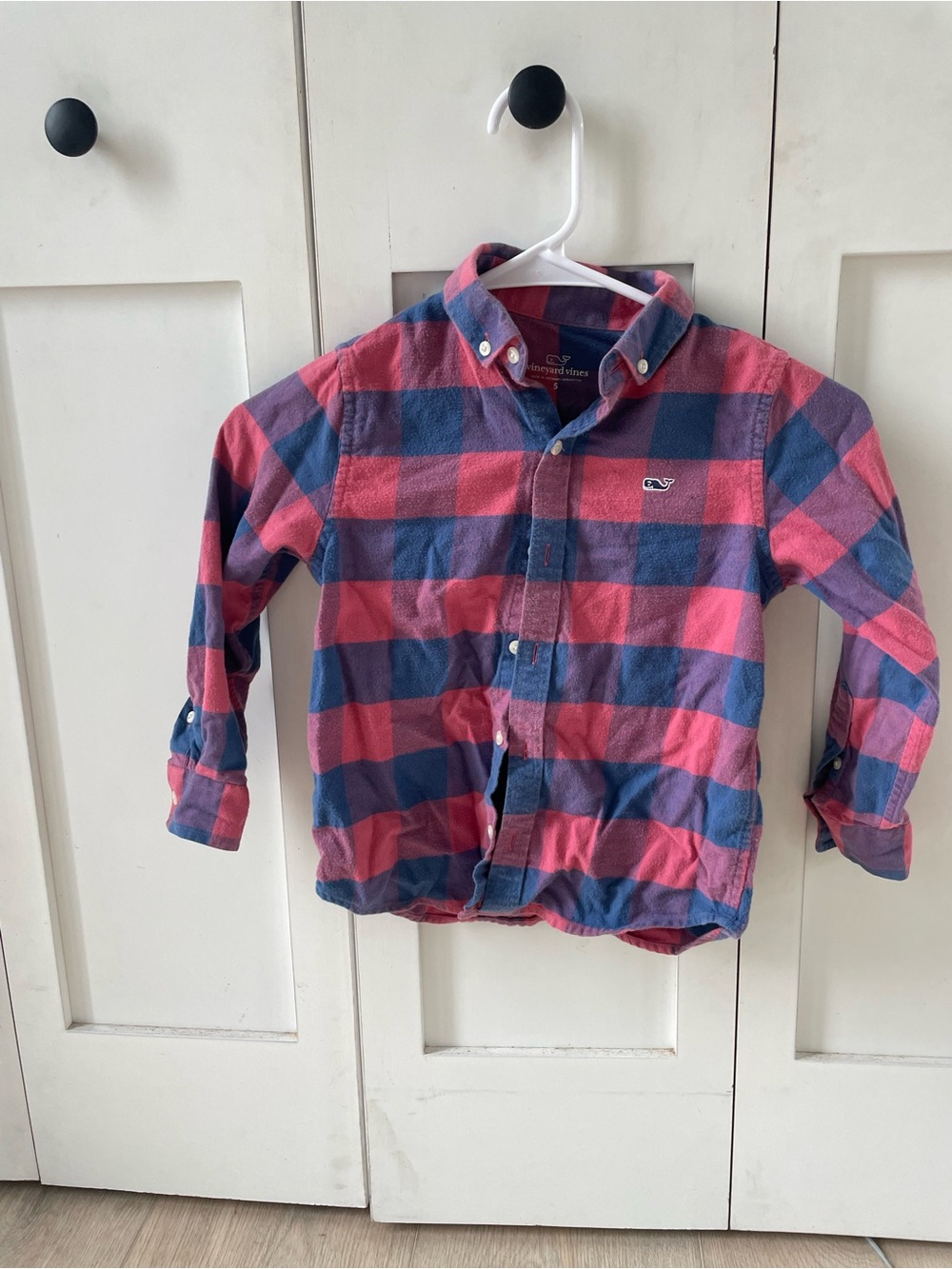 Vineyard Vines Boys Button-Down Pink and Blue Plaid Shirt